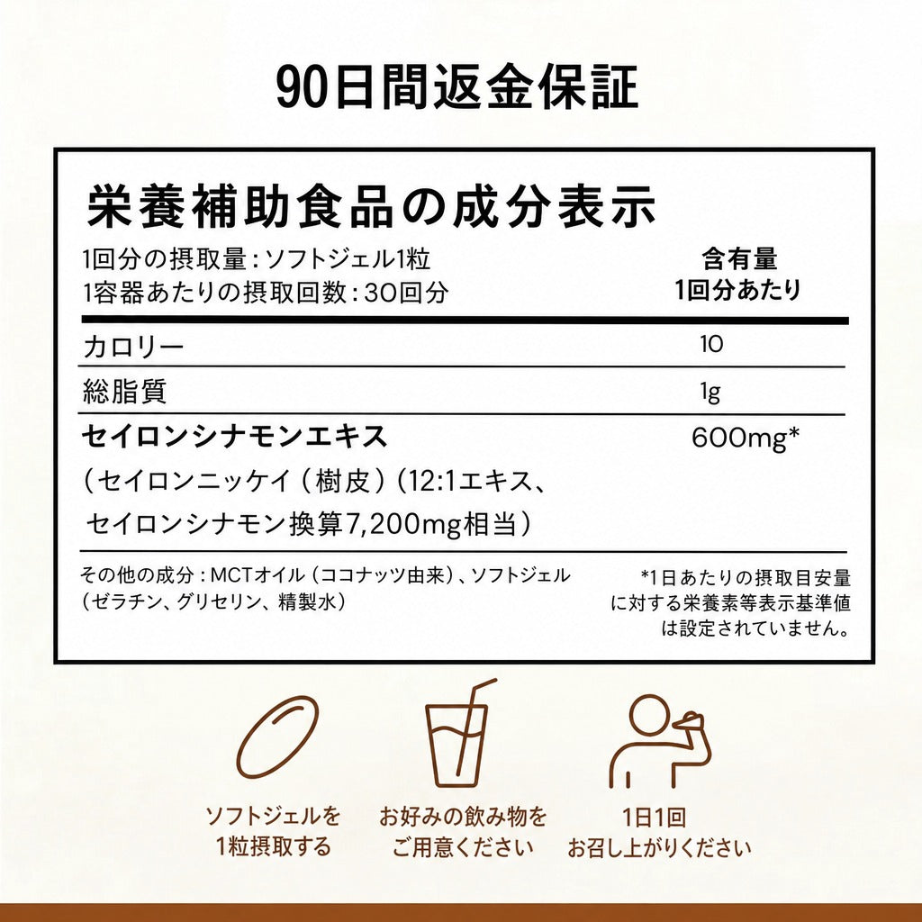 セイロンシナモン 7200mg相当（MCTオイル配合）