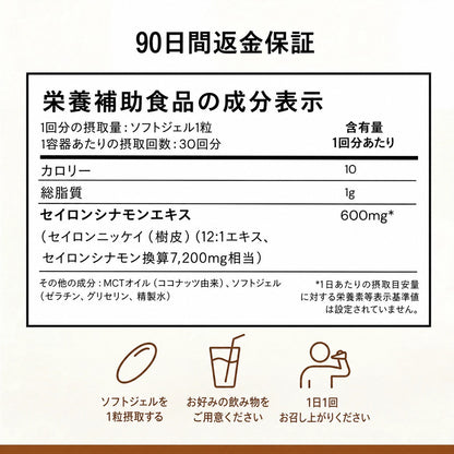 セイロンシナモン 7200mg相当（MCTオイル配合）